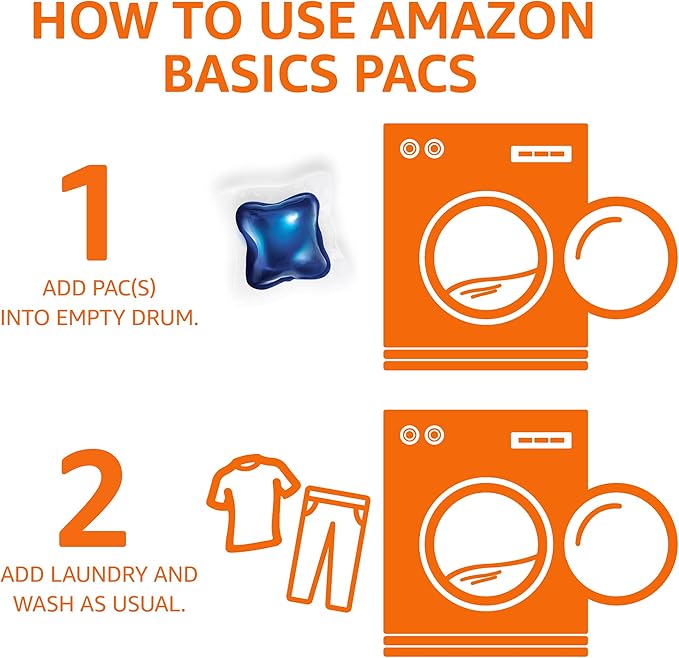 Amazon Basics Laundry Detergent Pods, 120 Pacs for 120 Medium Loads, Fresh Scent, (Previously Solimo) (Pack of 2)
