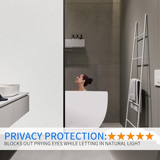 Window Privacy Film with Installation Tools, Static Cling, Anti UV, Heat Control, Ideal for Home Shower Office Glass Door (White Frosted, 17.5X118.1Inch)
