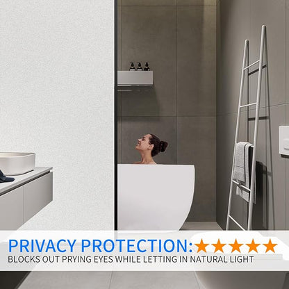 Window Privacy Film with Installation Tools, Static Cling, Anti UV, Heat Control, Ideal for Home Shower Office Glass Door (White Frosted, 17.5X78.7Inch)