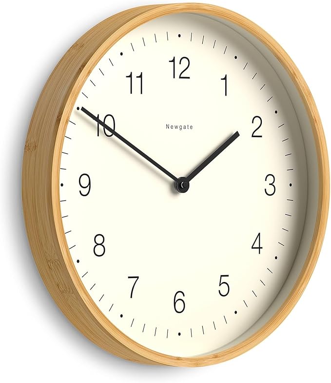 NEWGATE® Mauritius Wall Clock | Scandi Inspired Bamboo Clock | 15 inch | Modern Minimalist Design for Kitchen, Living Room or Office