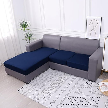 hyha Waterproof Couch Cushion Covers, Sectional Sofa Slipcovers Washable, L Shape Chaise Dog Couch Covers for Sectional Sofa, Universal Furniture Protector (1 Piece for Chaise, Navy)