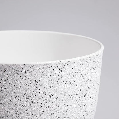 10/9/8 inch Medium Plant Pots, Set of 3 Modern Decorative Plastic Planters with Drainage Holes and Saucers for Garden House Plants, Flower Pots for Indoor Outdoor Plants, Speckled White