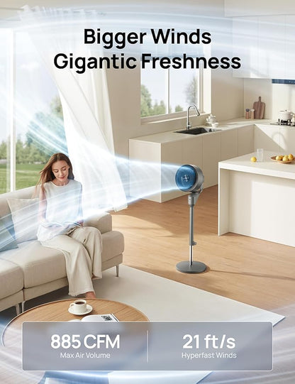 Dreo Fan for Bedroom, 80° Oscillating Standing Fan, 25dB Quiet, 80ft Pedestal Fans for Home Office, 90° Manual Vertical, 3 Speeds, Remote, 34-41" Adjustable Height, Air Circulator