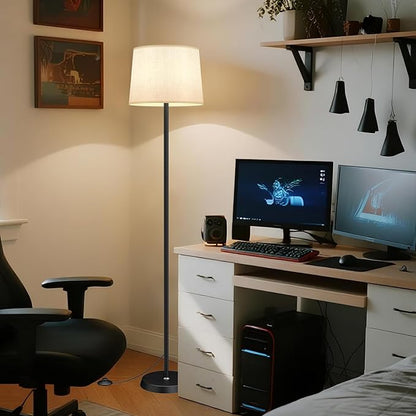 Floor Lamp for Living Room Bedroom,Modern Floor Lamp with Remote, Simple Design with Beige Shade,Foot Pedal Switch,Dimmable Colors Temperature,9W RGB LED Bulb
