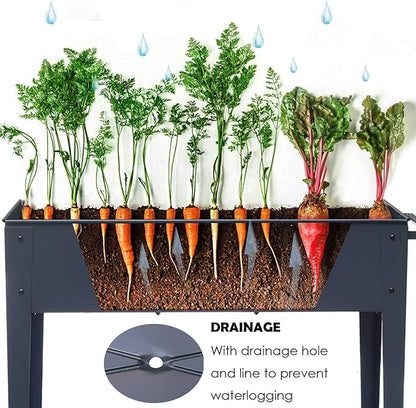 Raised Planter Box with Legs Outdoor Elevated Garden Bed On Wheels for Vegetables Flower Herb Patio