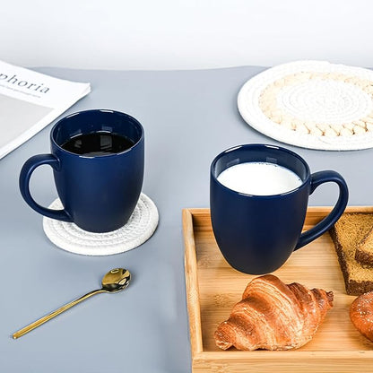 16oz Coffee Mugs Set of 6, Large Ceramic Modern Coffee Mugs With Handle For Tea,Latte,Cappuccino,Cocoa. Dishwasher.Microwave Safe (Matte Blue)
