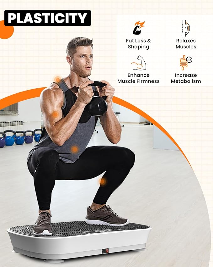 Vibration Plate Exercise Machine - Bluetooth Music & 400LBS Capacity Vibration Plate for Lymphatic Drainage & Weight Loss with 99 Speed Levels, Whole Body Vibration Plate for Home Fitness