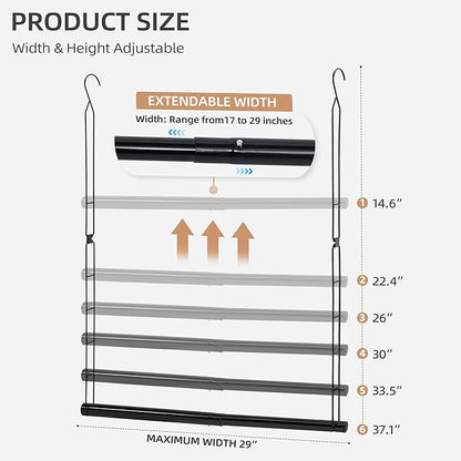 STORAGE MANIAC Hanging Closet Rod, Adjustable Width and Height Closet Hanging Organizer, Space-Saving Clothes Hanging Bar, Closet Extender Hanging Rod Double Closet Hanging Rod, 2 Pack Black