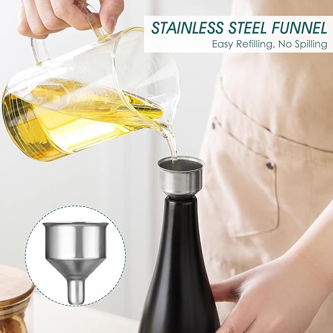 vancasso 16 Oz Ceramic Olive Oil Dispenser Bottle, Bottle Dispenser with Spout and Funnel for Kitchen,Suitable for Oil, Vinegar, Coffee Syrups & Other Liquids，BK