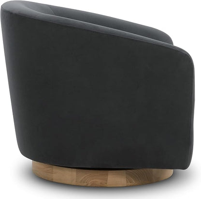 CHITA Swivel Accent Chair, FSC Certified Upholstered Velvet Barrel Chair for Living Room Set of 2, Fully Assembled, Grey