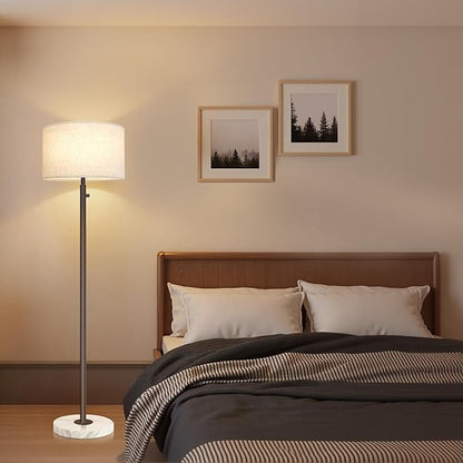 Floor Lamp for Living Room,Dimmable Gold Floor Lamp,Modern Standing Lamp with Marble Base,Tall Standing Lamp for Bedroom, Reading,Office & Kids' Room,LED Bulb Included(Brown)