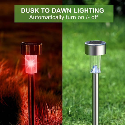 Solar Lights Outdoor Waterproof, Stainless Steel LED Landscape Lighting, Solar Garden Lights Solar Powered, Outdoor Solar Lights for Yard, Pathway, Walkway, Patio , Lawn - 12 Pack ( Multicolor )