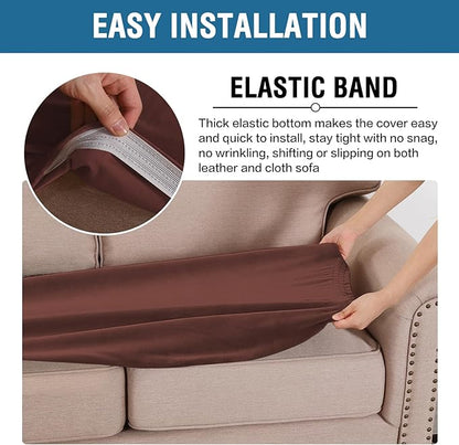 H.VERSAILTEX Velvet Stretch Individual Couch Cushion Cover Plush Cushion Slipcover for Loveseat Sofa Cushion Furniture Protector Seat Cushion Sofa Cover (1 Piece Sofa Cushion Cover, Burnt Brick)