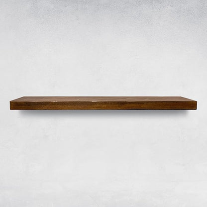 URBANDI, Rustic Floating Shelves, Set of 2, Hidden Bracket, Solid Wood, Heavy Duty, Wall Mounted Shelves, (Provincial, 60Wx6D)