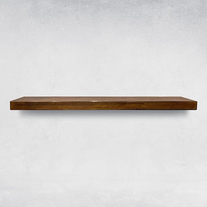 URBANDI, Rustic Floating Shelves, Set of 2, Hidden Bracket, Solid Wood, Heavy Duty, Wall Mounted Shelves, (Provincial, 60Wx10D)