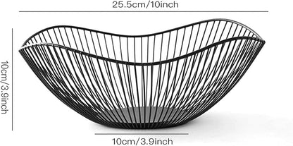 Metal Wire Fruit Basket, Black Fruit Bowl for Kitchen Counter, Fruit Holder Stand Storage Baskets for Countertop, Home Decor, Table Centerpieces, Vegetable Bowls for Fruits, Veggies, Snacks (Black)