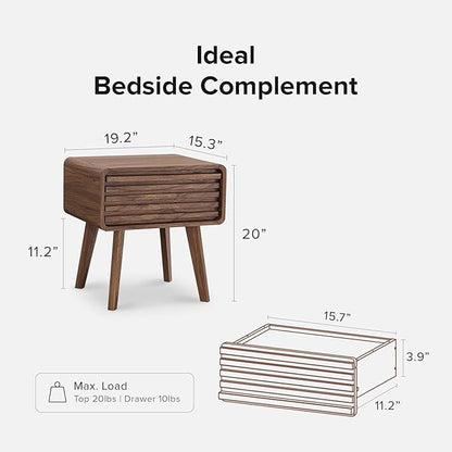 mopio Ensley Nightstand, Side Table, End Table, Mid Century Modern Nightstand with Drawer, Bedside Tables, Small Nightstands with Storage, for Living Room, Bedroom (Single)