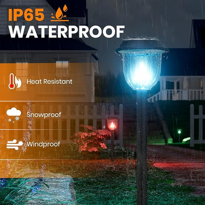 AOSEA 4 Pack Solar Pathway Lights Outdoor Waterproof - Auto RGB Color Changing Solar Lights for Outside, IP65 Rated, 12H Bright Landscape Lighting, Durable Plastic - Perfect for Garden & Walkway