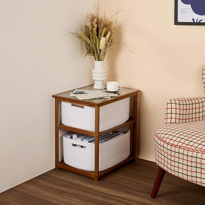 Large Storage Baskets for Shelves, Closet Organizers Bins for Clothes Blanket Towels, Baby Nursery, Toy Baskets Box, Woven Rope Baskets, 17 x 13 x 7.5”, 2 Packs Off White