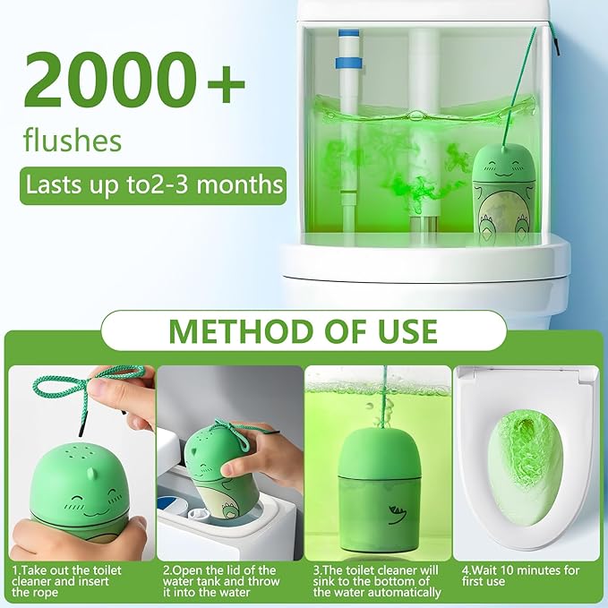 Toilet Bowl Cleaners Bottle Bathroom Toliet Bowl Cleaner with Fresh Jasmine Scent Cute Dinosaur Shaped Toilet Tank Cleaner (Green)