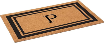 Calloway Mills 152961830P Black Border 18" x 30" Monogram Doormat, (Letter P)