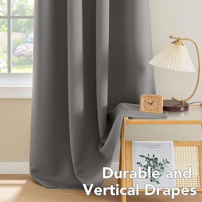H.VERSAILTEX Blackout Curtains for Bedroom Thermal Insulated Room Darkening Living Room Curtains 72 Inch Long Grommet Privacy Protection Window Curtain Panels/Drapes for Nursery,2 Panels,Grey