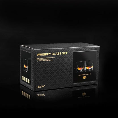 Grand Canyon Heavy Crystal Whiskey Glasses Gift Set of 2, Thick Freezable Bourbon Glass 1lb Each, Premium Whiskey Gifts for Men, Frozen Crystal Chills Cocktails, 10 oz