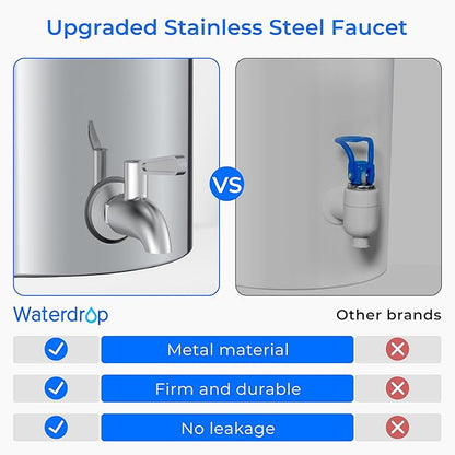 Waterdrop Gravity-fed Water Filter System, with Upgrade 3 Black Carbon Filters and Metal Spigot, 9000 Gallon Longer Lifespan and 150% Faster Flow, King Tank Series, 2.25G