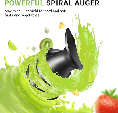 AMZCHEF Cold Press Juicer, Juicer Machines - 3.1" Large Feed Chute for Whole Fruits & Vegetables, Stainless Steel Slow Masticating Juicer Easy to Clean, Large Auger, Double Strainers, Silver
