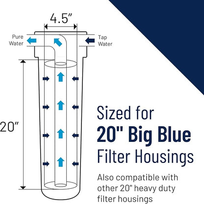 Pentair Pentek 150234 Big Blue Filter Housing, 1" NPT #20 Whole House Heavy Duty Water Filter Housing with High-Flow Polypropylene (HFPP) Cap, 20-Inch, Black/Blue