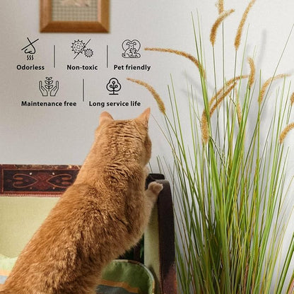 KOL Artificial 5ft 2-Pack Horsetail Reed Grass, 59in Tall Artificial Indoor Outdoor Fake Grass Plant, Home Office Décor Artificial Plants in Pot Faux Plant Greenery, Wedding Decor - Yellow