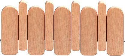 Wall Mounted Piano Key Hanger | Flip Style Hook | Entrance Wall Art Hook, Made of Oak Wood (3 Times Painted, 4 Times Polished) (Arc Beech, 4Hooks)