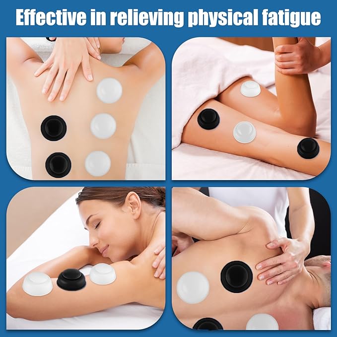 Silicone Cupping Therapy Sets 10pcs,Professional Vacuum Cupping for Myofascial Massage/Joint Pain/Anti Cellulite/Deep Muscle Relief & More(10pcs,Black+White)