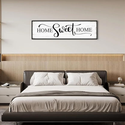HLJ ART Home Sweet Home Wall Decor Above Bed 16"x48" Framed Large Bedroom Signs Decor for Master Family Room Living Room Dining Room,Modern Farmhouse Ructic Home Sign Behind Couch Wall Decor