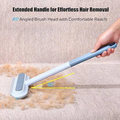 2 PCS Pet Hair Remover for Furniture,4 in 1 Reusable Lint Brush with 17-Inch Handle, Washable Tool for Dog and Cat Hair on Couches, Carpets, Clothes, Bedding, and Cars