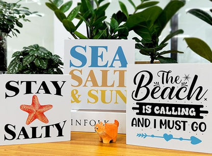 Summer Beach Decor for Home Farmhouse Tiered Tray Decor Beach House 3 Pcs Decorative Wood Box Signs Table Desk Shelf Decoration