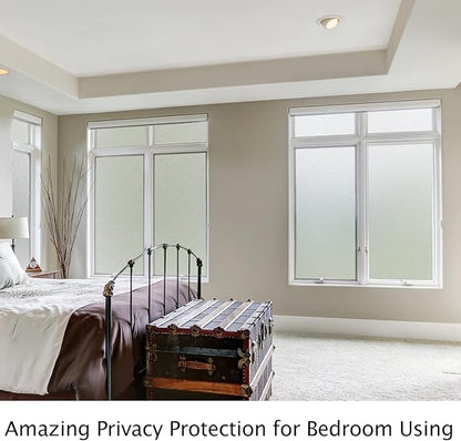 HIDBEA Frosted Window Privacy Film Heat Control UV Blocking, Static Cling Non-Adhesive Reusable Door coverings for Bathroom Home Office (White Frosted 23.6 Inch x 13.1 Feet)