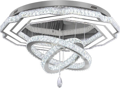 Flashing God Dia 40" Crystal Chandelier,LED Crystal Flush Mount Ceiling Light Modern Chandeliers for Bedrooms Dining Room,Living Room