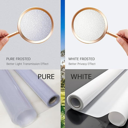 Frosted Glass Window Privacy Film Decorative, Bathroom Privacy Film for Glass Windows Cover, Static Cling, Removable, Reusable, Anti-UV, Anti-Glare, Heat Blocking,Gray,45.2X196.9Inch