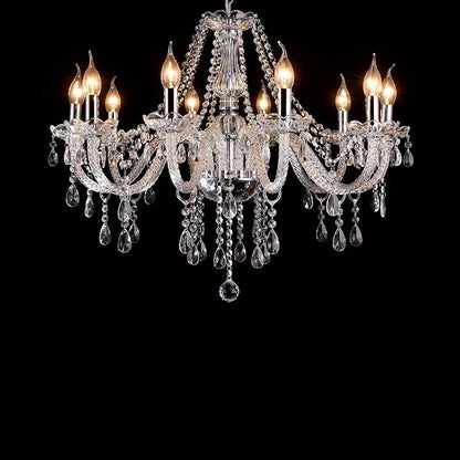 LIUMANG Modern Elegant 10 Lights K9 Crystal Glass Chandelier Pendant Ceiling Lighting European Style for Dining Living Room Bedroom Transparent, 10 E12 Bulbs Required
