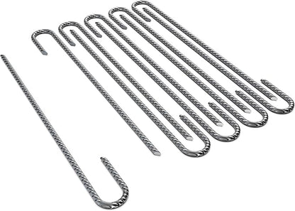 Vodaland Rebar Stakes | J Hook Extra Heavy Duty Rust Proof Coated Steel Ground Anchors with Chisel Point End | Secure All Landscaping and DIY Projects | 5/16” Diameter x 16” Inches Long (Pack of 10)