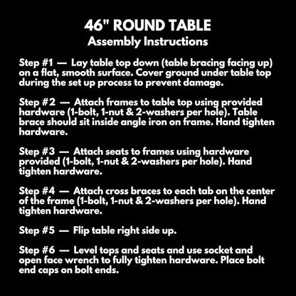 Heavy-Duty Portable Outdoor Picnic Table with Umbrella Hole, Expanded Metal Commercial-Grade Patio Dining Furniture Made in America (46" Round Top, Tan)