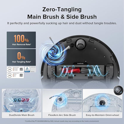 Roborock Qrevo Edge S5A Robot Vacuum and Mop, 17,000Pa, Zero-Tangling, DuoDivide Main Brush, FlexiArm Side Brush, Hot Water Mop Washing & Self-Cleaning, Warm Air Drying, Self-Emptying, Black