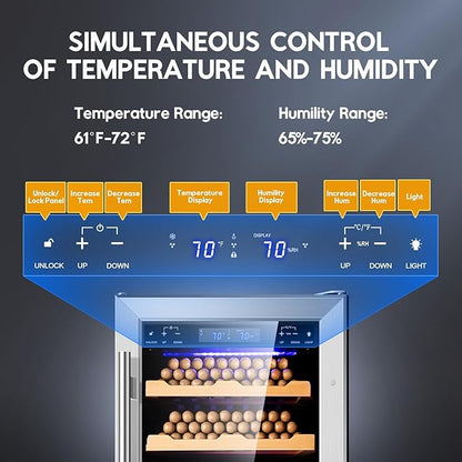 Tylza 88L Ciagr Humidor Cabinet, Humidity & Temp Control Electric Humidors for Cigars, 546 Counts, Silent Compressor, Reversible Door, Cigar Humidors with Spanish Cedar Drawer Shelves, Gifts for Men