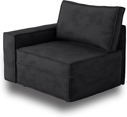 HOOOWOOO Modular Sectional Sofa Couch,Matching Free Combination Cloud Couch Left Arm Chair(Black Corduroy)