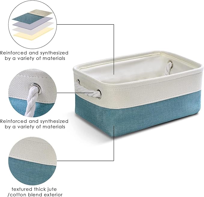 TcaFmac Organization and Storage Basket for Gifts Empty - 12x8x5.2 inch Small 6 Pack Collapsible Storage Basket for Organizing, Fabric Storage Bins for Toy Books Shelves(White & Green)