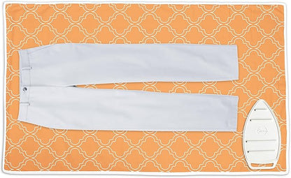 Encasa XO Ironing Mat/Pad (Large 48"x28") with 3mm Padding & Silicone Iron Rest for Steam Pressing on Tabletop or Bed - Heat Resistant, Portable, Quilting & Travel Blanket - Peach Tiles