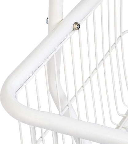 Amazon Basics Rectangular Laundry Hamper Basket Butler Cart with Wheels and Hanging Rack, White
