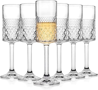 Champagne Flutes Set of 6, 7oz Square Champagne Glasses, Lead-Free Crystal Champagne Flute Glass, Unique Gift for Birthday, Wedding, Anniversary
