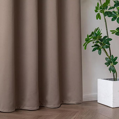 Blackout Curtains 108 Inches Long for Bedroom, Thermal Insulated Blackout Curtains 2 Panels Set, Solid Grommet Privacy Room Darkening Drapes for Living Room Windows(W52 x L108, Khaki)